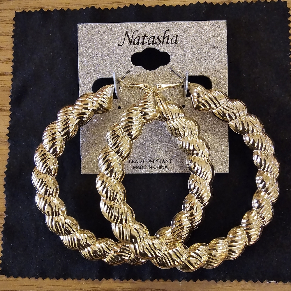 Large Gold Colored Hoop Earrings by Natasha